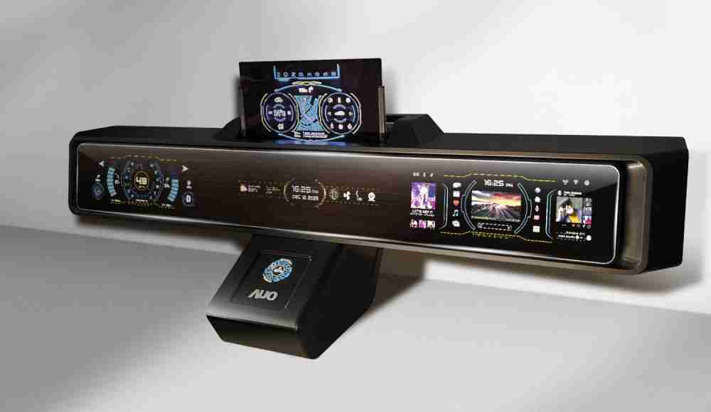 至成国际Micro LED沉浸式车舱显示方案结合 可卷式、、可伸缩的Micro LED应用并可呈现不同的质感纹路，，展现人性化设计